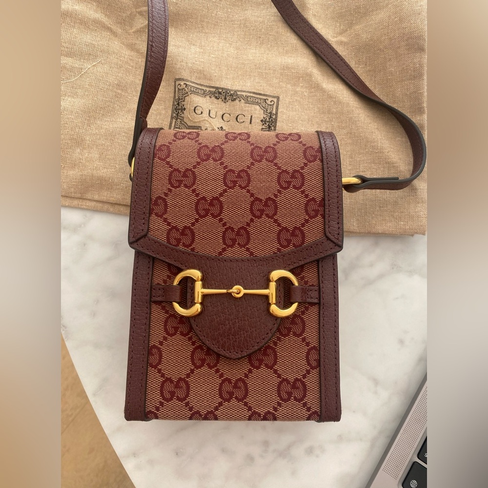 GUCCI horsebit 1955 vertical cloth crossbody bag